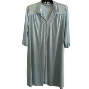 Vintage Vanity Fair M Blue Women's Robe Housecoat Peignoir Retro 80s Dainty OF20